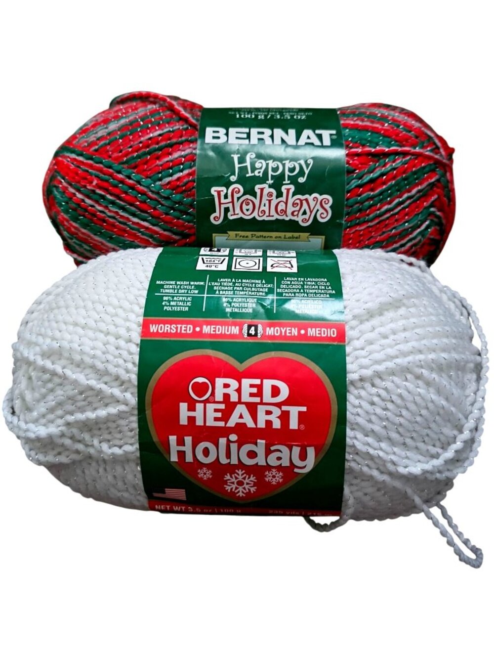 Bernat Red Heart Holiday Merrier Multi White Silver Worsted Weight 4 Acrylic Met